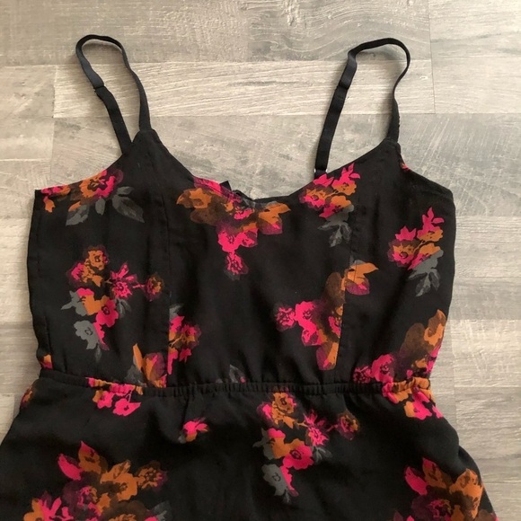 Volcom Black Flower Print Fit & Flare Mini Dress S - Picture 6 of 10